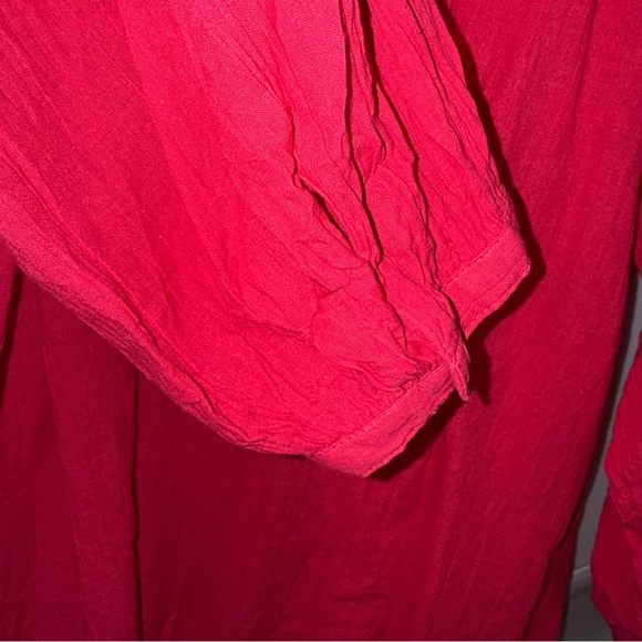 Old Navy Split-Neck Crinkle Gauze Top Bright Pink XL - Picture 7 of 8